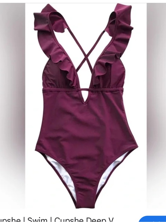Cupshe Other - Cupshe M NWT Ruffle One-Piece Swimsuit in Plum